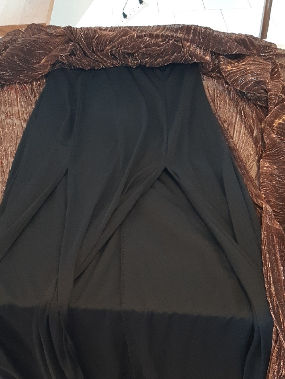 NWTπle chateauπGOLD METALLIC Brown Pleated Plung V-Neck OPEN BACK Maxi Sz M - Picture 12 of 12
